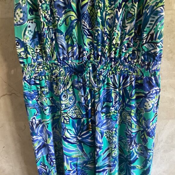Lilly Pulitzer Paulina Jumpsuit Medium Bennet Blue Sleeveless Preppy Resortwear - Picture 5 of 5